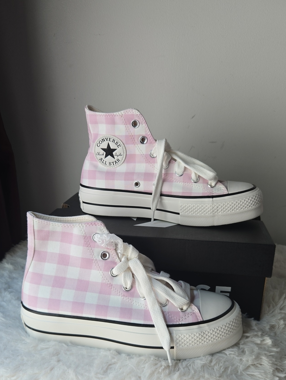 Chuck Taylor AllStar Platform Gingham A13663C  Vintage White/Pink  US 7